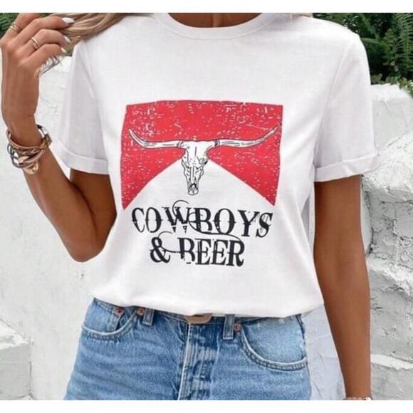 Emory Rose Tops - Emory Rose Cowboys & Beer Tshirt Top Sz XL Extra Large NWT Womens